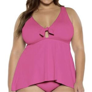 BECCA ETC Color Code Pink Halter‎ Swim Tankini Top Size 3X